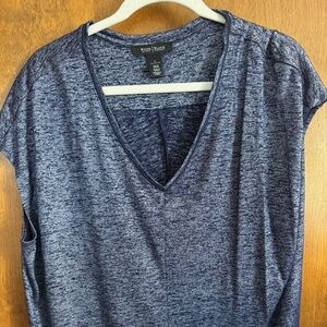 Navy blue burnout Tee from whbm, stretchy capped sleeve v neck